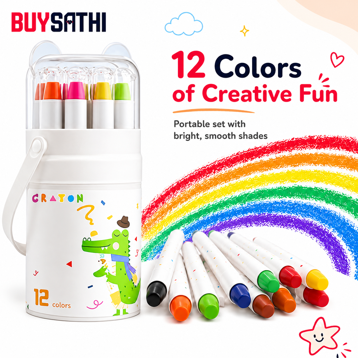 12 Crayons Colour Set Washable Crayons Twistable Rolling Wax Color Pens for Kids Drawing Art Work Supplies Educational Gift