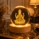 3D Laxmi Mata Crystal Ball Night Lamp, Laxmi Mata Idols Crystal Ball Night Light, USB Table Colorful LED Wooden Base Lamp for Home, Office, Temple, Birthday Gift