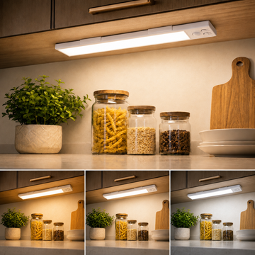 Under Cabinet Lights Rechargeable, Motion Sensor Under Cabinet LED Light, 3 Color Modes Wireless Rechargeable Closet Light, Super Bright Stick-On Light Bars for Kitchen (20 CM)