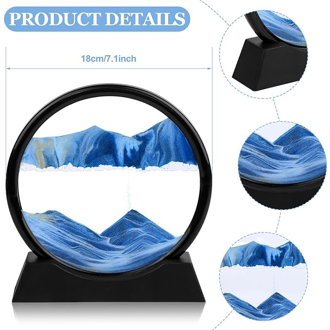 3D Moving Sand Art Picture Glass Liquid Painting Natural Landscape Showpieces for Home Decor
