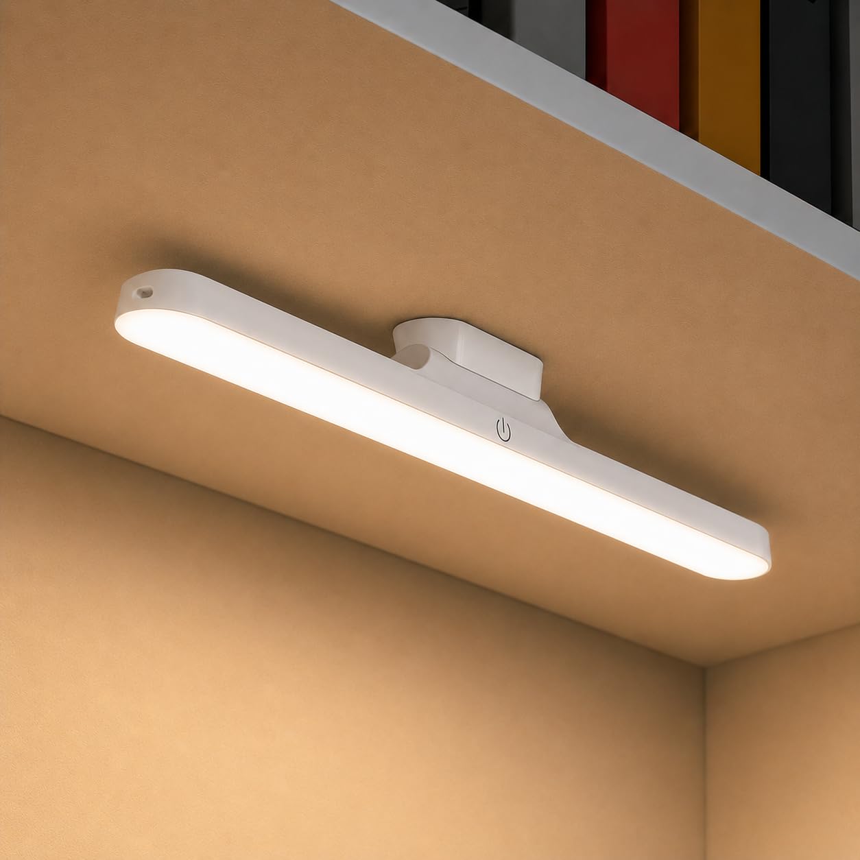 Slim LED Under Cabinet Lamp with Curved Edge, 3 Color Dimmable Modes, 1200mAh Battery, USB Rechargeable Magnetic Mount LED Light Bar for Kitchen, Closet, Wardrobe & Bedroom Lighting (1 Pcs)