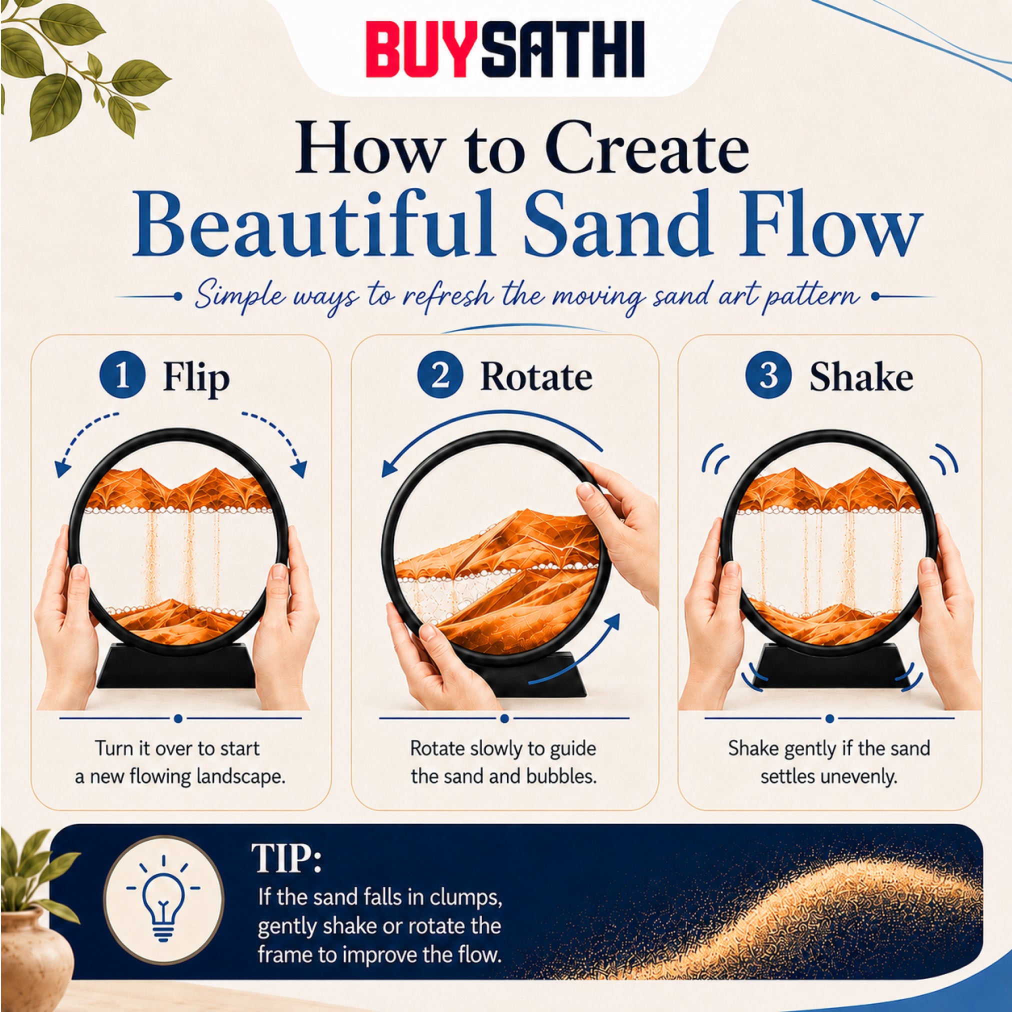 3D Moving Sand Art Picture Glass Liquid Painting Natural Landscape Showpieces for Home Decor, Antique Gifts for Kids, Office Desktop Decoration, Desk Table Decorative (7 Inch)