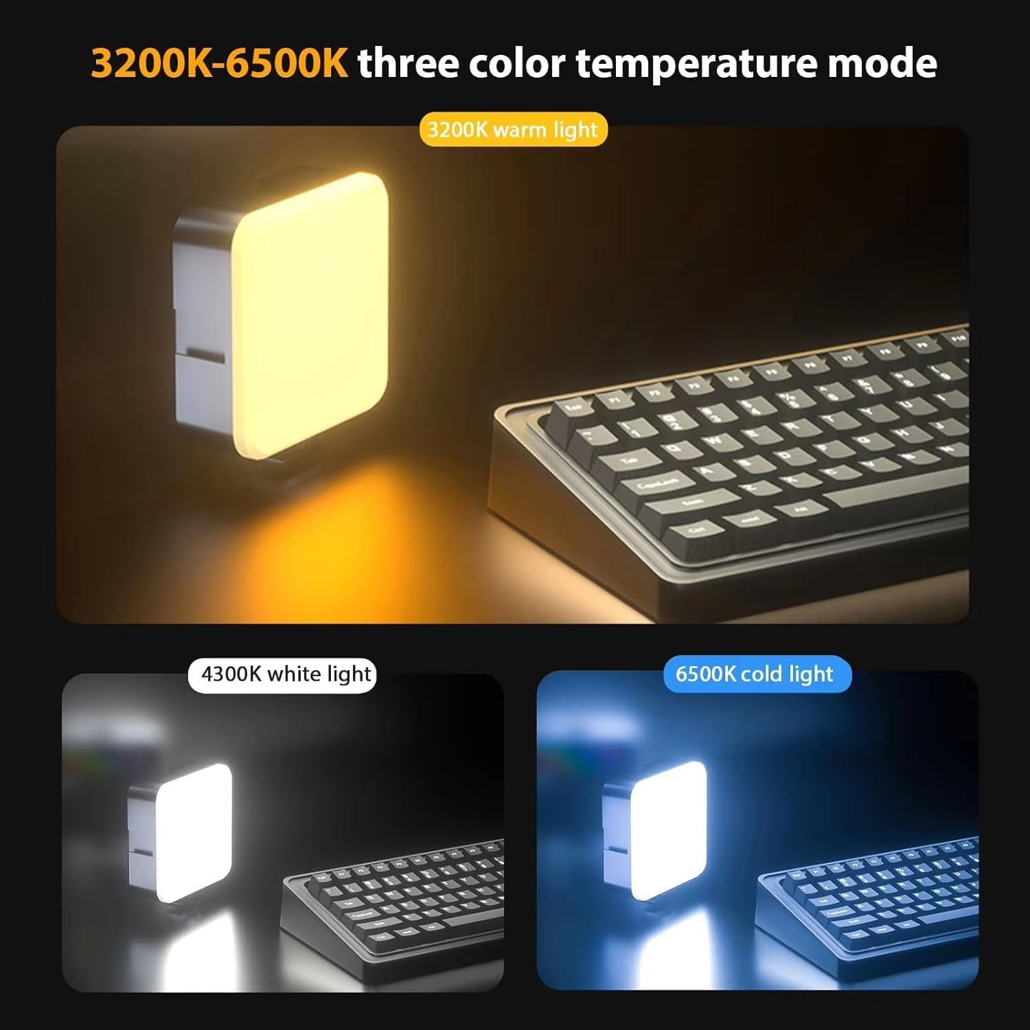 Portable LED Pocket Video RGB Studio Light for Video Shooting, Meeting, Photography, Selfie, Laptop, Tablet, Phone Lighting Dimmable & Rechargeable Type C with Clip