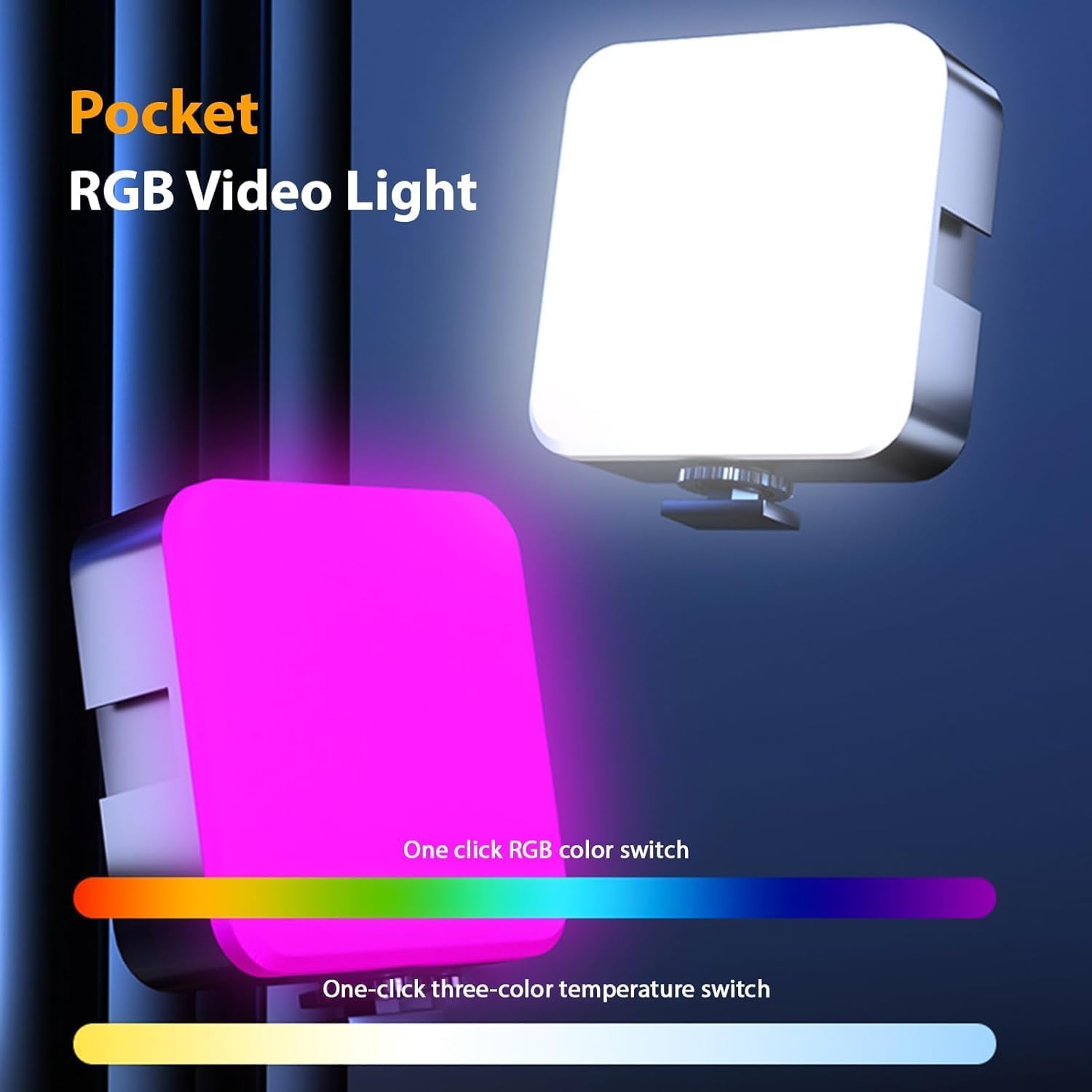 Portable LED Pocket Video RGB Studio Light for Video Shooting, Meeting, Photography, Selfie, Laptop, Tablet, Phone Lighting Dimmable & Rechargeable Type C with Clip