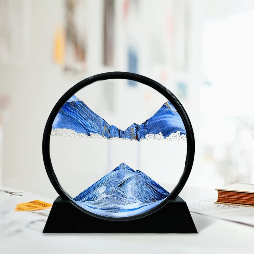 3D Moving Sand Art Picture Glass Liquid Painting Natural Landscape Showpieces for Home Decor