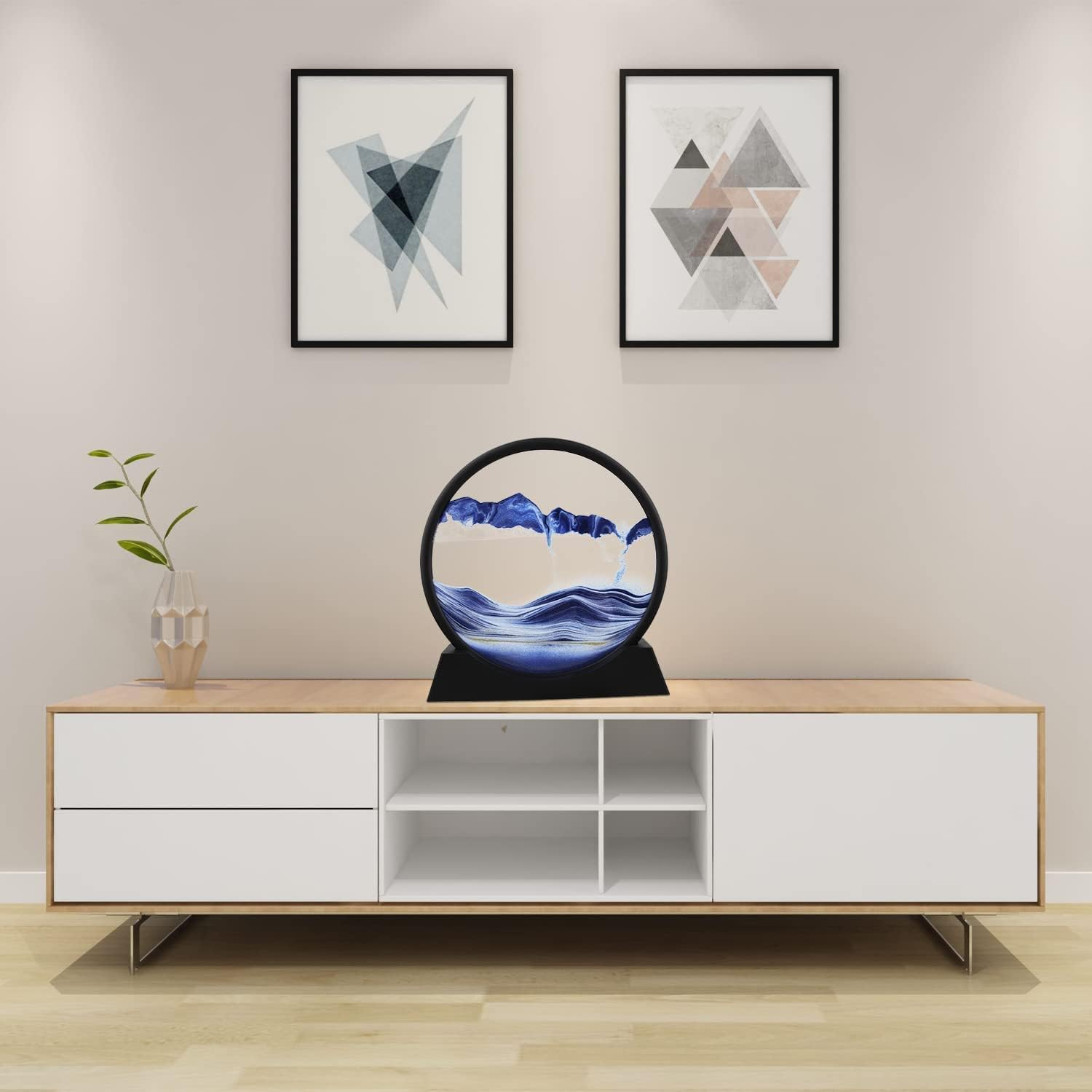3D Moving Sand Art Picture Glass Liquid Painting Natural Landscape Showpieces for Home Decor