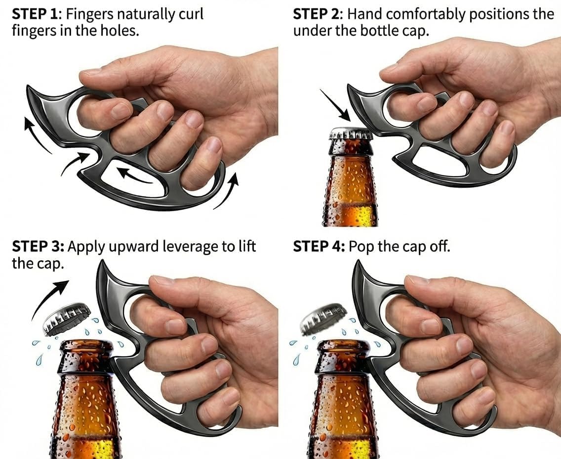 Stainless Steel Bottle Opener - Rust-Resistant, Easy to Use, Compact Beer Opener, Cool Gadgets for Men Daily Life, Home, Bar, Kitchen & Travel Camping Tools