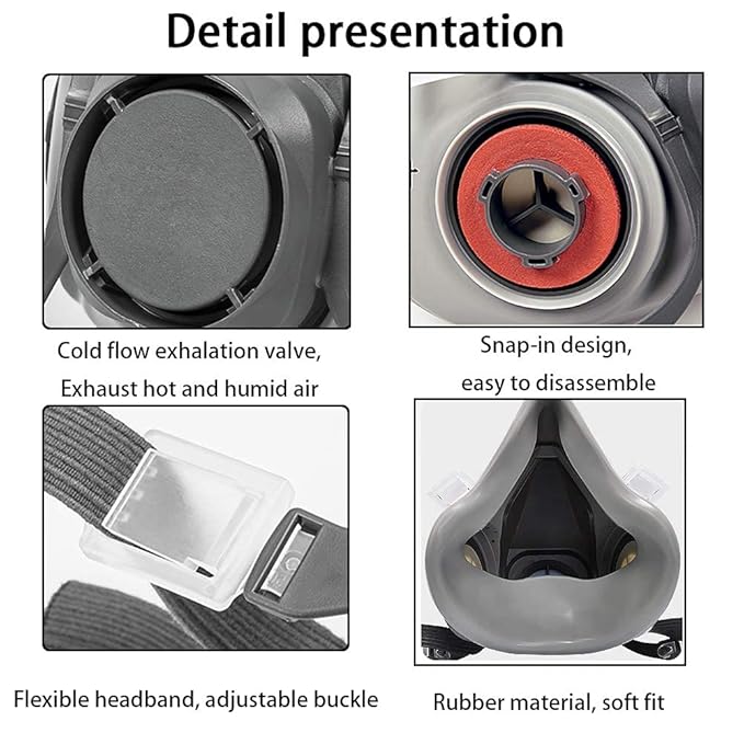 Reusable Respirator Mask, Reusable Half Face Cover Gas Mask with Safety Glasses, Anti-Gas, Anti-Dust, Filters for Painting, Welding, Polishing, Woodworking, Epoxy Resin and DIY Project