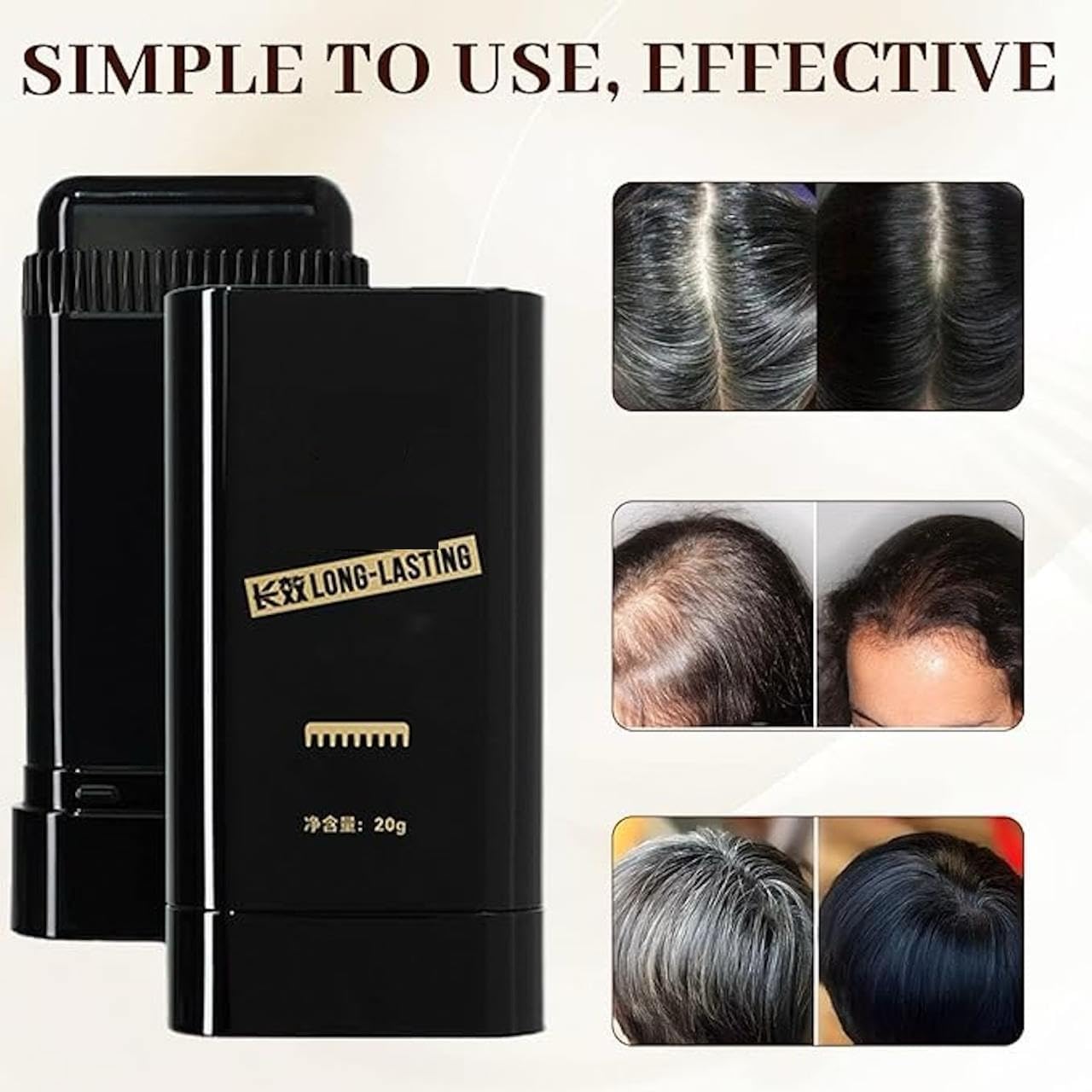 New Hair Color Comb Stick, Hairdressing Wand, Waterproof And Sweat-proof Instant Hair Dye Stick Grey Hair Coverage For Men & Women, Touch-Up With Comb Applicator, Easy Application