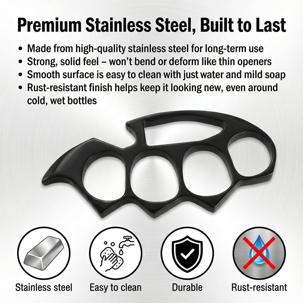 Stainless Steel Bottle Opener - Rust-Resistant, Easy to Use, Compact Beer Opener, Cool Gadgets for Men Daily Life, Home, Bar, Kitchen & Travel Camping Tools