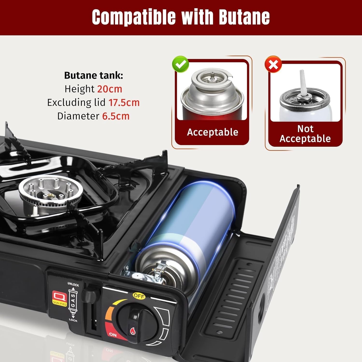 Portable Camping Gas Stove with Carry Case | Dual Fuel Butane & LPG Stove for Outdoor Cooking | Compact Travel Camping Stove for Hiking, Trekking, Picnic & Emergency Backup Cooking