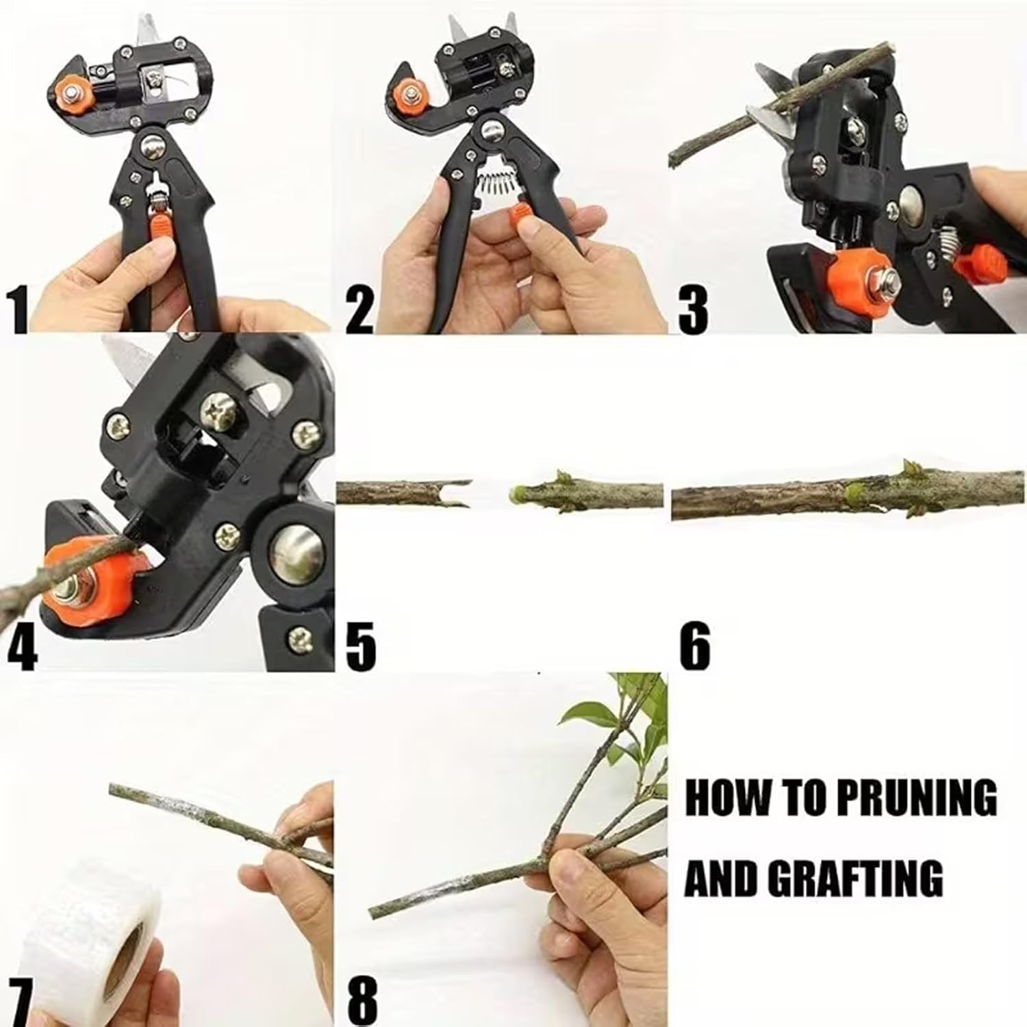 2 In 1 Garden Grafting Tool Pruner Kit For Plants, Plant Cutter For Garden, Grafting Tools For Plants, Precision Garden Grafting Tool With 3 Replaceable SK5 Steel Blades (Ω, U, V-Cut)