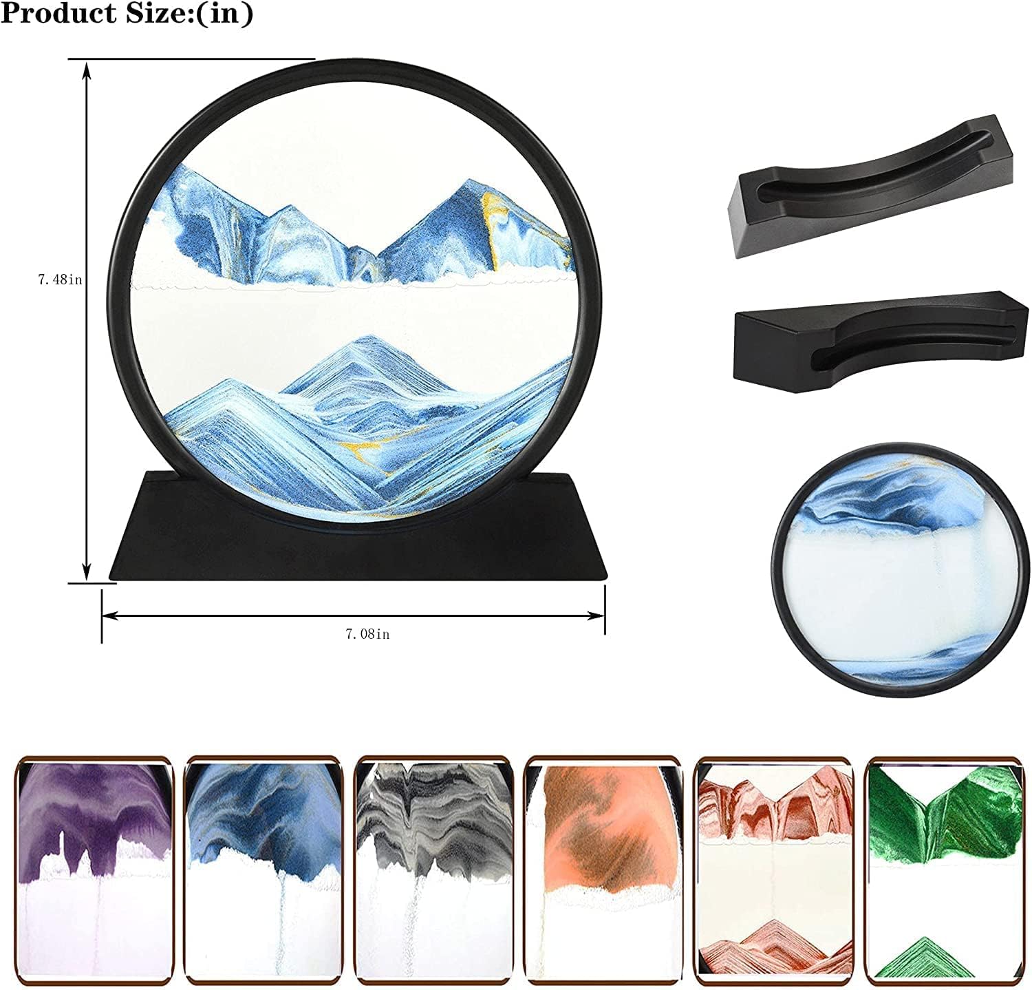 3D Moving Sand Art Picture Glass Liquid Painting Natural Landscape Decor For Stress Relief