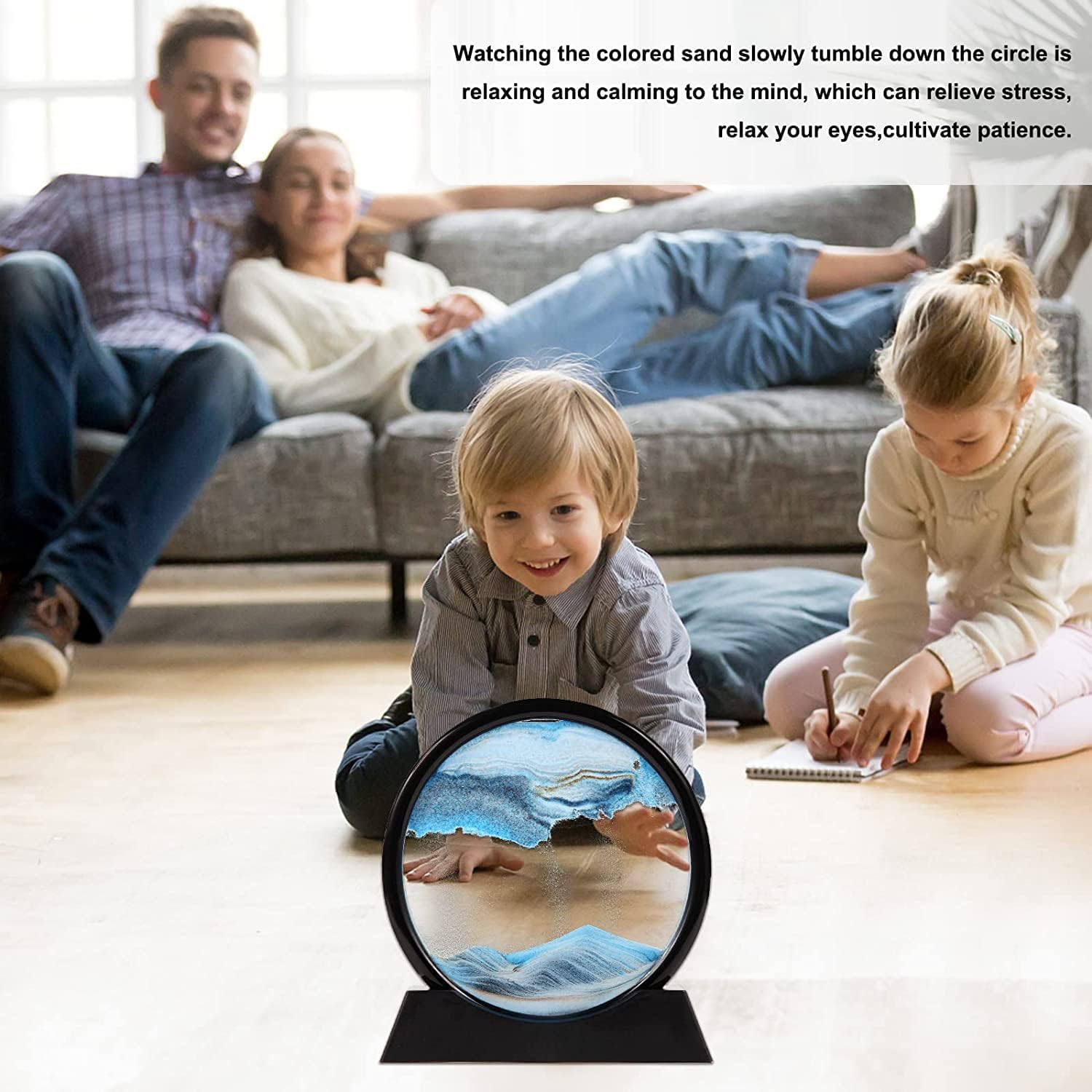 3D Moving Sand Art Picture Glass Liquid Painting Natural Landscape Showpieces for Home Decor