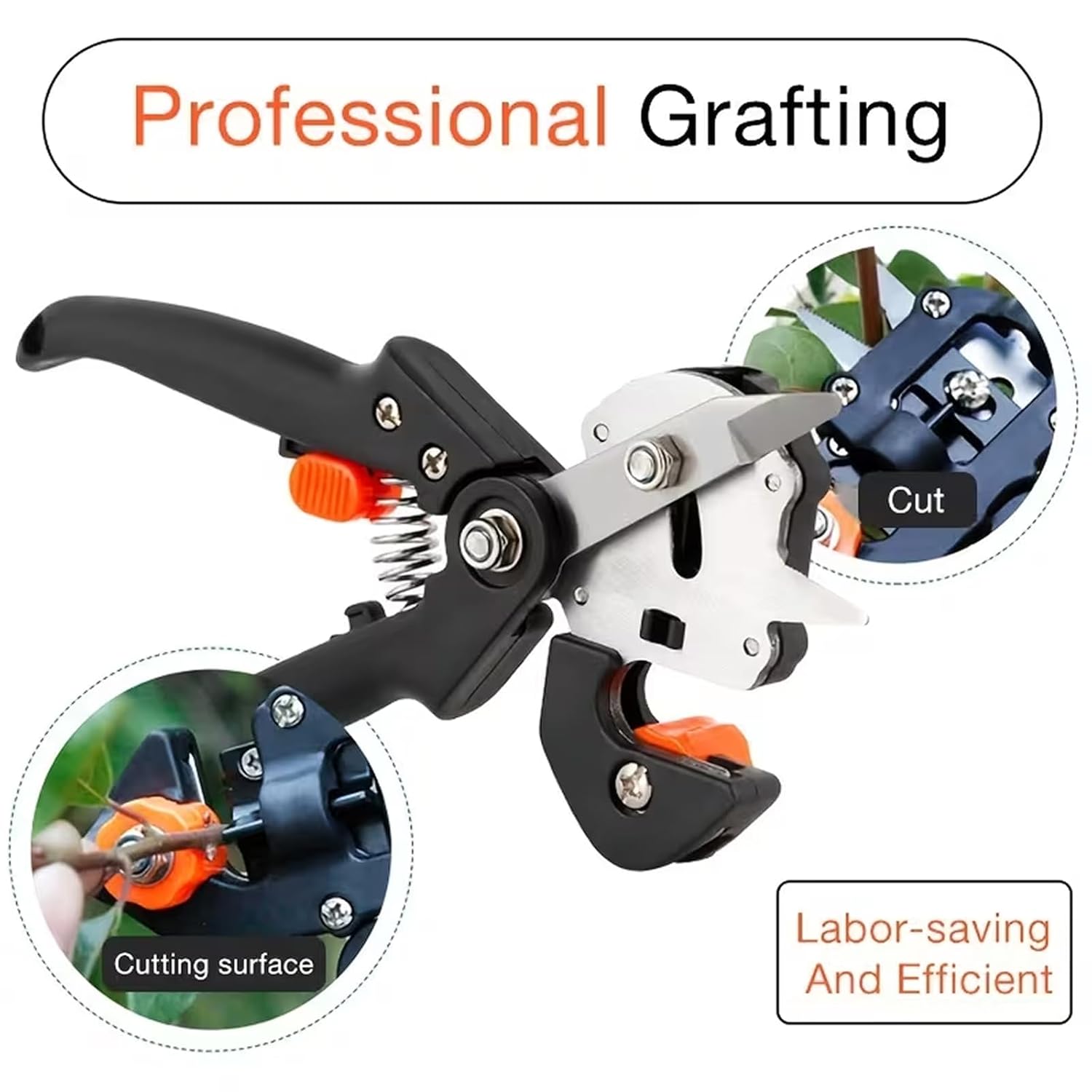 2 In 1 Garden Grafting Tool Pruner Kit For Plants, Plant Cutter For Garden, Grafting Tools For Plants, Precision Garden Grafting Tool With 3 Replaceable SK5 Steel Blades (Ω, U, V-Cut)