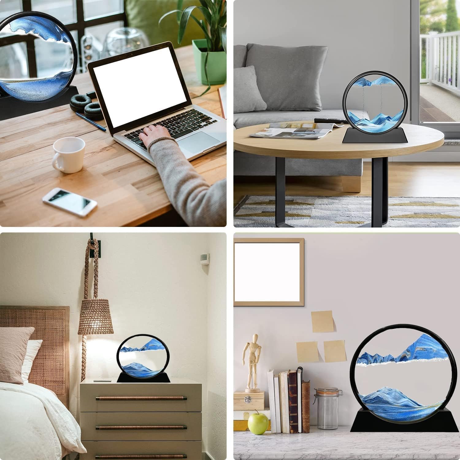 3D Moving Sand Art Picture Glass Liquid Painting Natural Landscape Showpieces for Home Decor