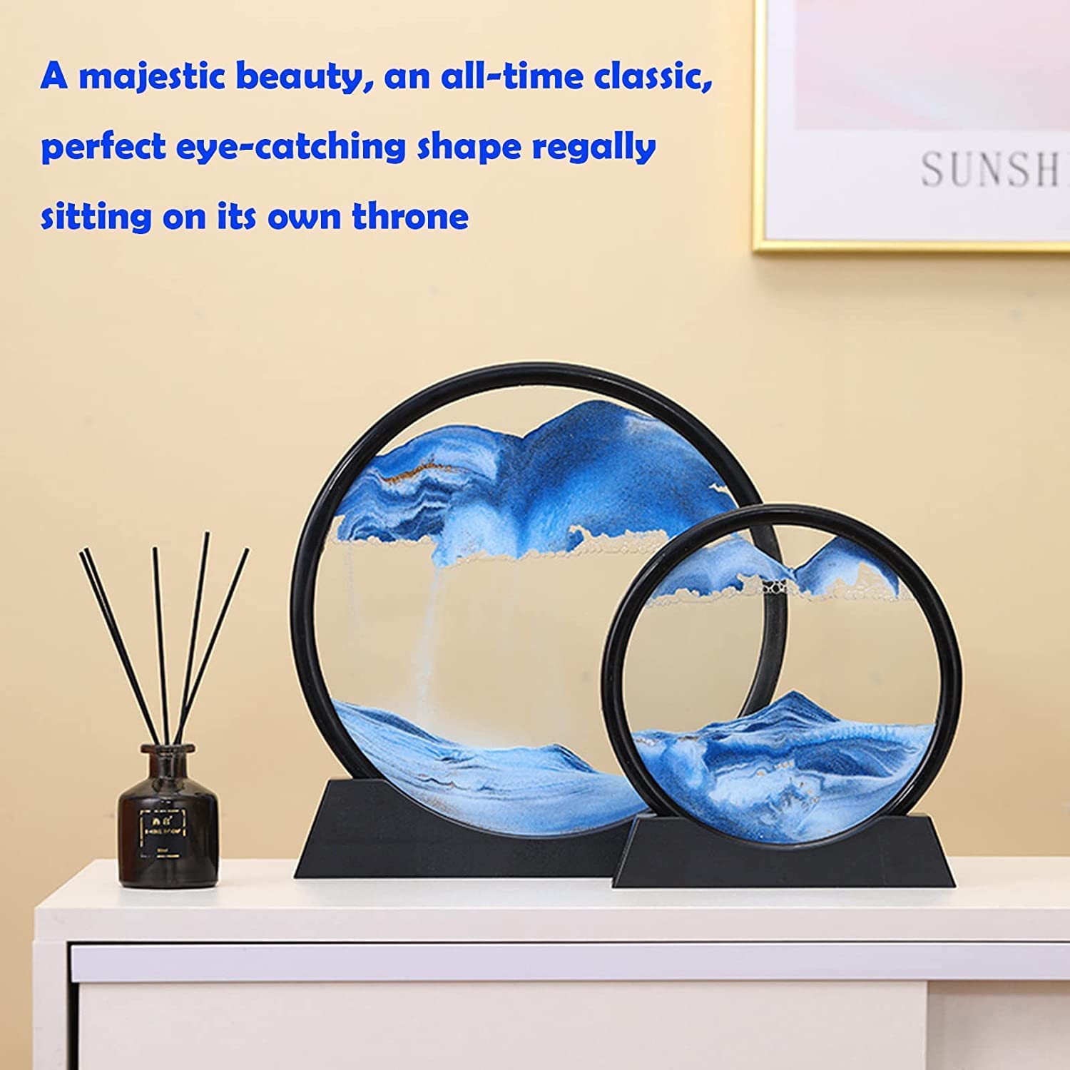 3D Moving Sand Art Picture Glass Liquid Painting Natural Landscape Showpieces for Home Decor