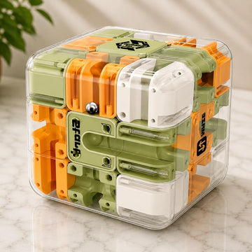 3D Maze Puzzle Cube with Metal Ball Inside - Transparent Handheld Marble Run Brain Teaser Game for Kids & Adults | Focus Skill Development Educational Toy and Stress Relief Challenge