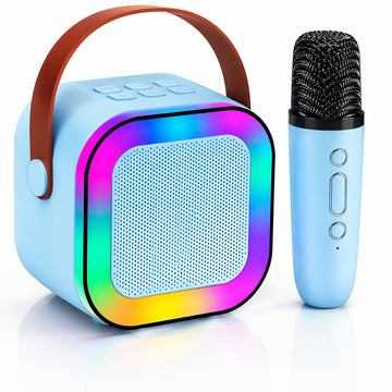 ortable Bluetooth Speaker 10W with Wireless Karaoke Mic, Bluetooth 5.1, 8H Playtime, 5 Voice Change Effects, RGB LED Lights, TF Card Support, Type-C Charging, Mini Wireless Speaker