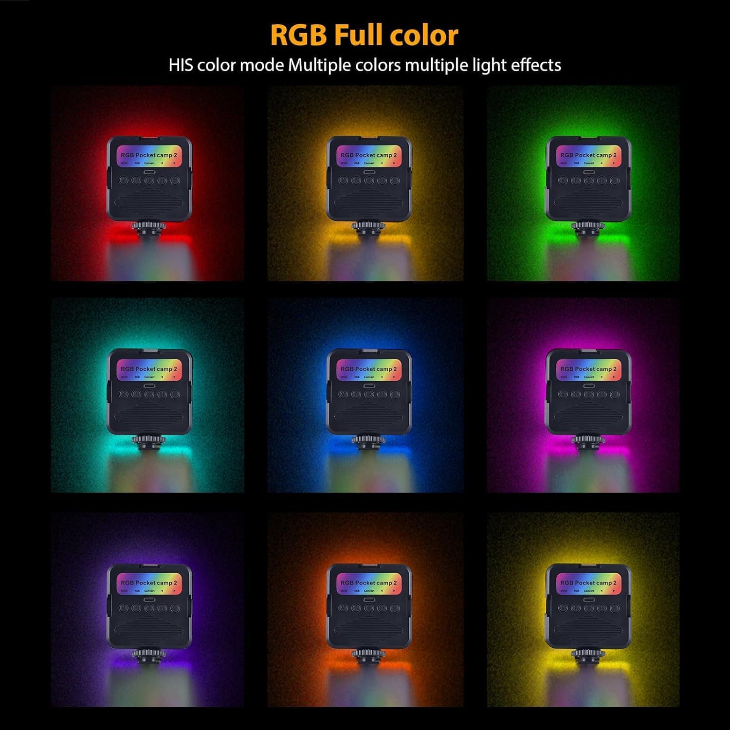 Portable LED Pocket Video RGB Studio Light for Video Shooting, Meeting, Photography, Selfie, Laptop, Tablet, Phone Lighting Dimmable & Rechargeable Type C with Clip