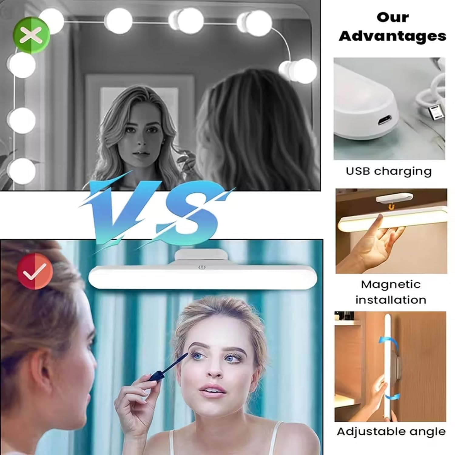 Slim LED Under Cabinet Lamp with Curved Edge, 3 Color Dimmable Modes, 1200mAh Battery, USB Rechargeable Magnetic Mount LED Light Bar for Kitchen, Closet, Wardrobe & Bedroom Lighting (1 Pcs)