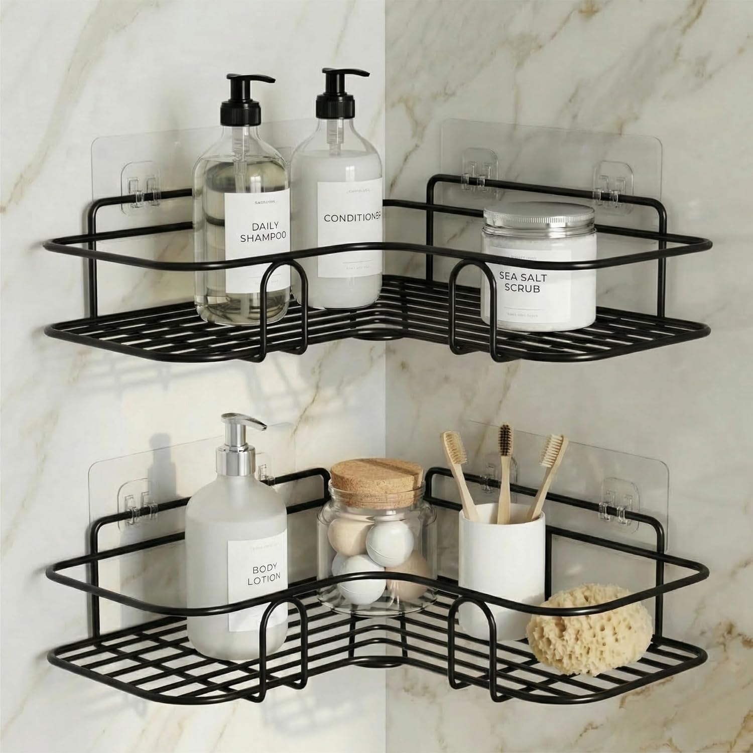 Bathroom Organiser Without Drill Set of 2