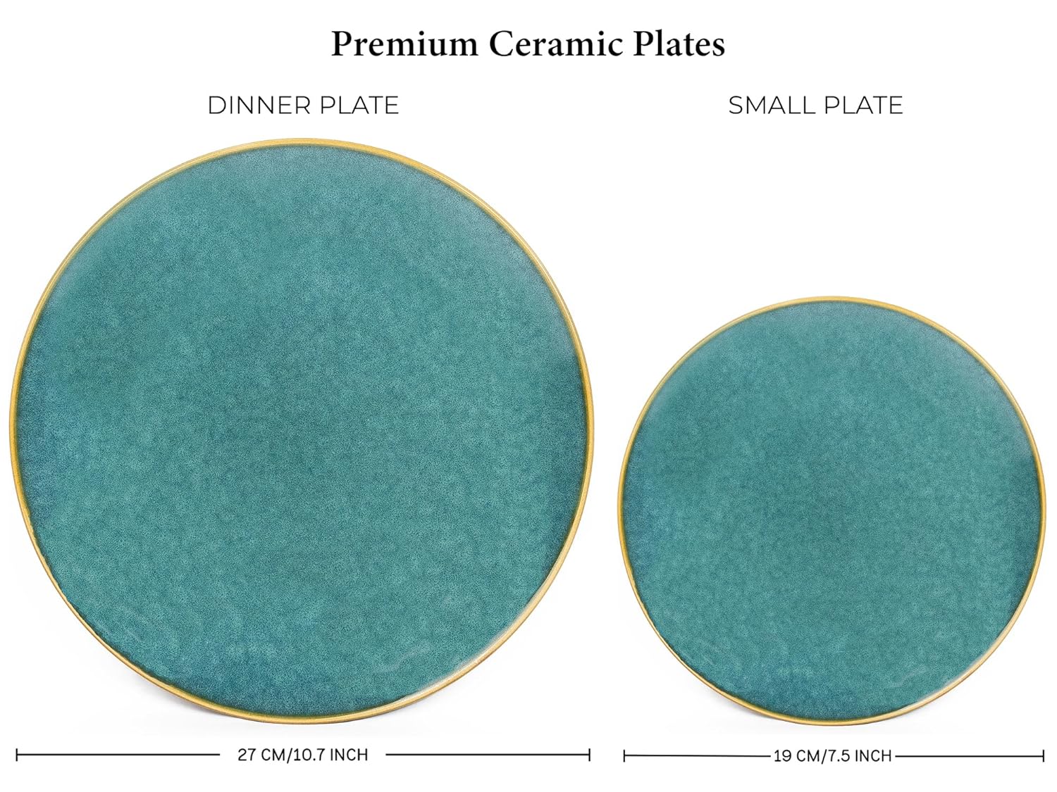 Bodhi House Handcrafted Stoneware Ceramic Dinner Set, 20 Pieces Dish Set Serving for 6, Microwave and Dishwasher Safe, Bone-ash Free, Crockery Set for Dining and Gifting, Ocean Green