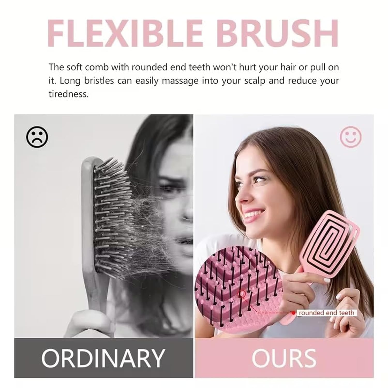 Premium 3D Detangling Hair Brush for Women & Men- Anti Hair Fall Comb for Curly, Wavy & Straight Hair | Hair Straightening Brush, Wet & Dry Styling Brush | Scalp Massager, Frizz Control & Tangle Free Grooming Brush
