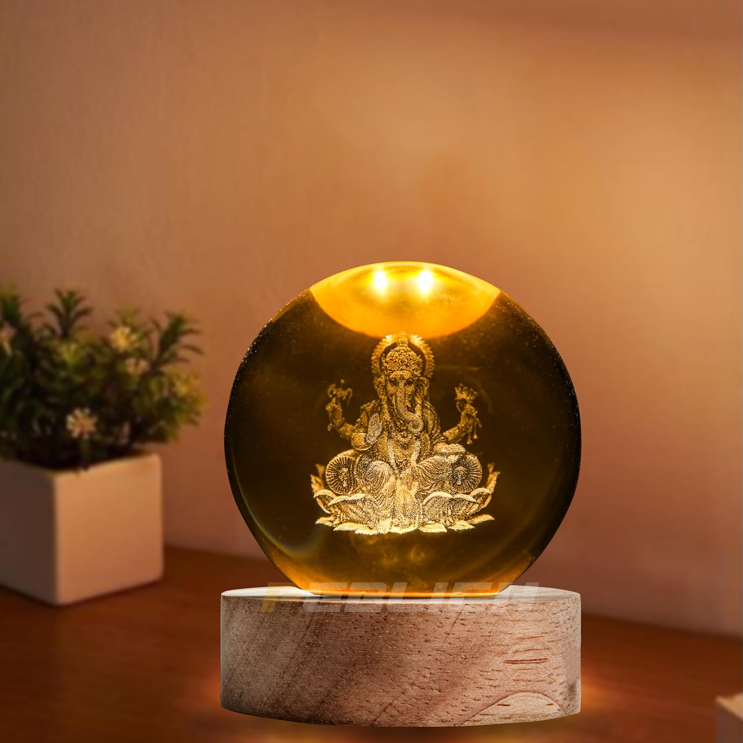 3D Radha Krishna Swing Crystal Ball Night Lamp