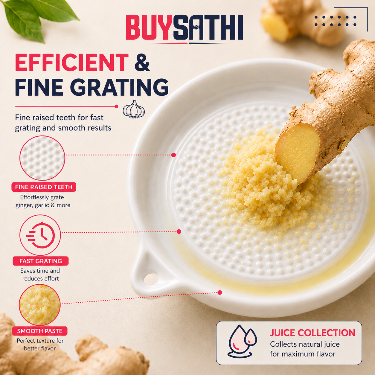 Ceramic Ginger Garlic Grater Plate with Brush Manual Crusher Grinder Tool for Ginger, Garlic, Turmeric, Nutmeg, Fruits & Vegetables Durable, Easy to Clean, Non-Slip Kitchen Utensil (4.3 Inch)